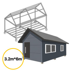 3.2m*6m 박공 45도 지붕농막 골조+판넬세트(6평)