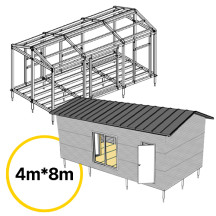 4m x 8m 박공지붕 체류형쉼터(DUX-10010-100) 철골+판넬세트