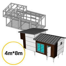 4m x 8m 박공지붕 평다락구조 체류형쉼터 (DUX-10040-100) 철골+판넬세트